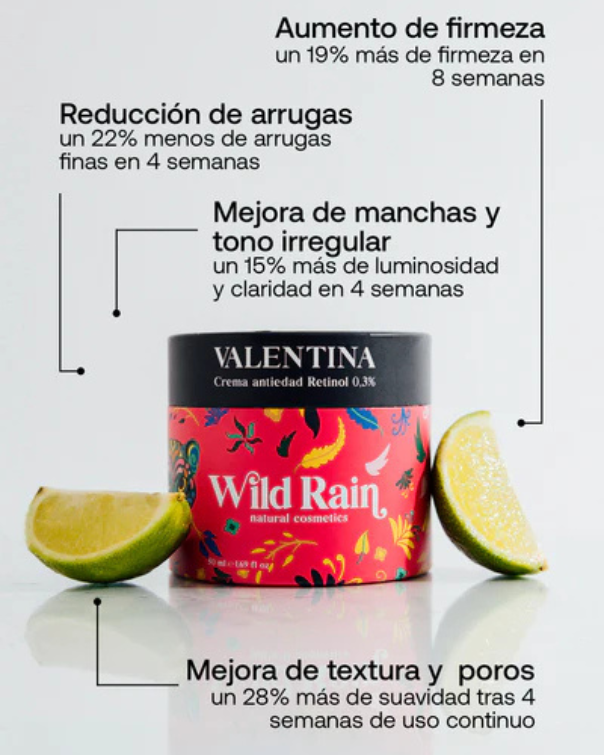Crema facial de Retinol 0,3% Antiedad para Arrugas, Manchas y Textura de la Piel, VALENTINA