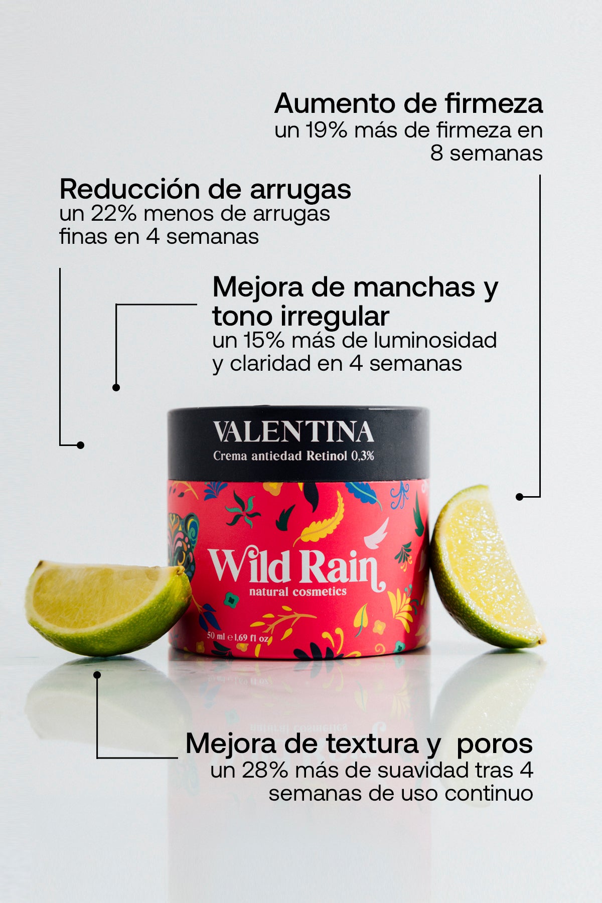 Crema facial de Retinol 0,3% Antiedad para Arrugas, Manchas y Textura de la Piel, VALENTINA